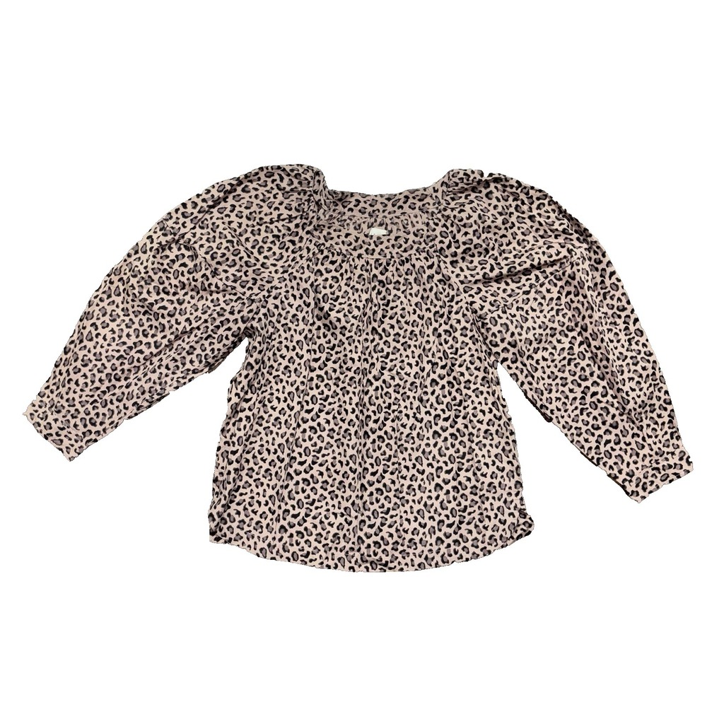 La Vie Rebecca Taylor Blouse Top Womens Size Small Cheetah Print Long Sleeve
